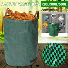 Load image into Gallery viewer, 120L/300L/500L Large Capacity Heavy Duty Garden Waste Bag Durable Reusable Waterproof PP Yard Leaf Weeds Grass Container Storage